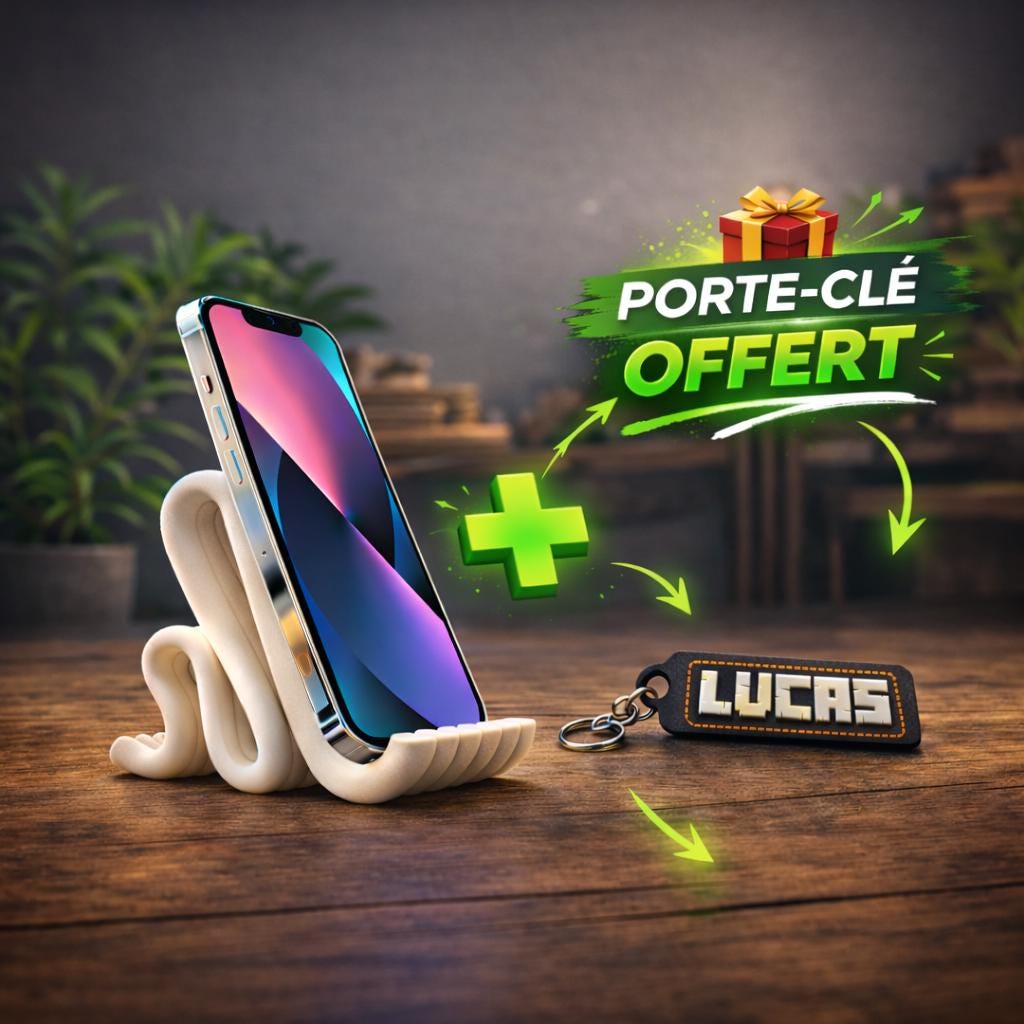 Support Téléphone Personnalisable – Design Moderne pour Bureau et Table de Chevet + Porte-clé Offert