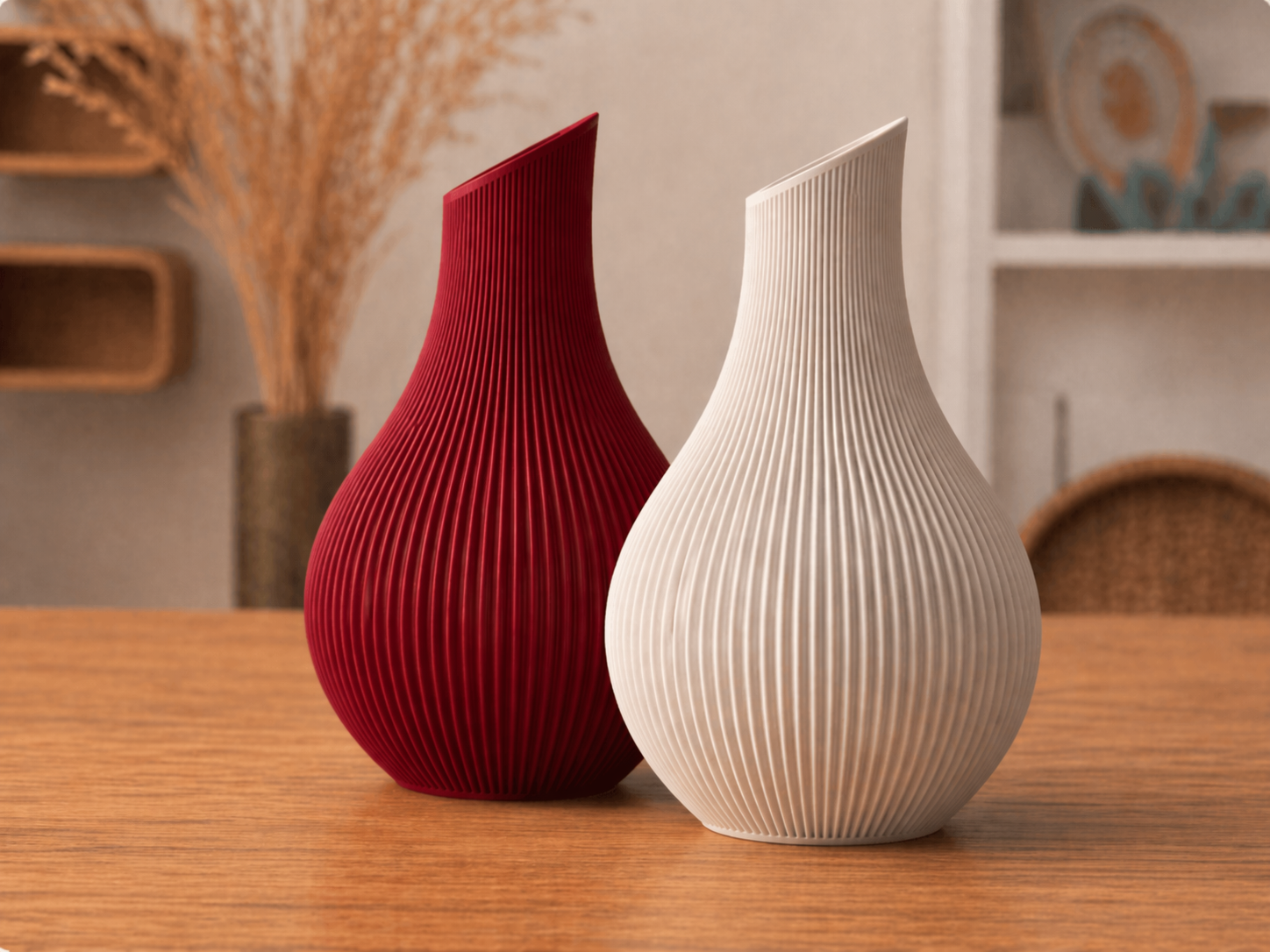 Vase Japandi Shizu – Vase minimaliste pour fleurs séchées et pampas