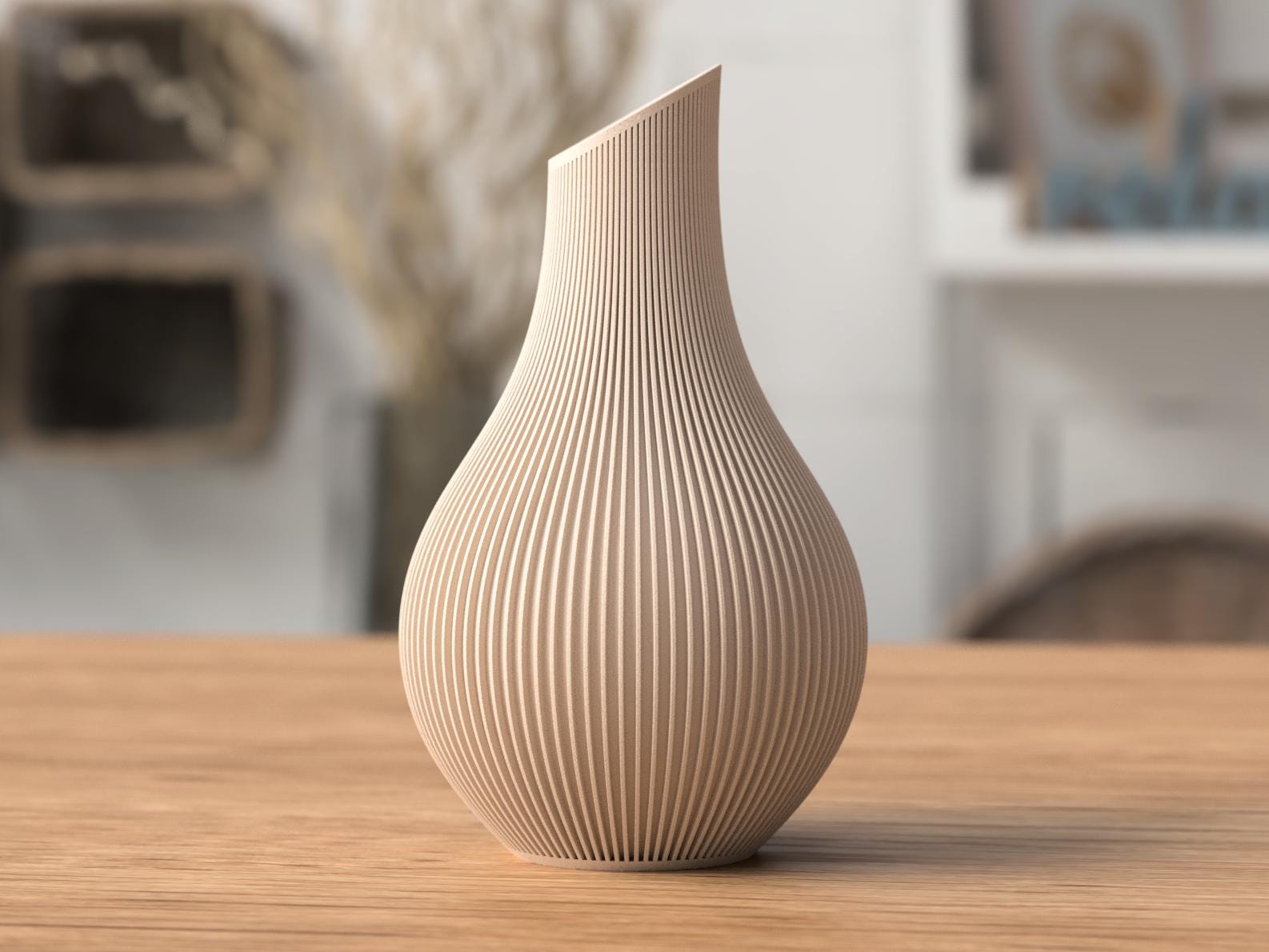 Vase Japandi Shizu au design scandinave minimaliste – Vase pour fleurs séchées et pampas – Décoration moderne