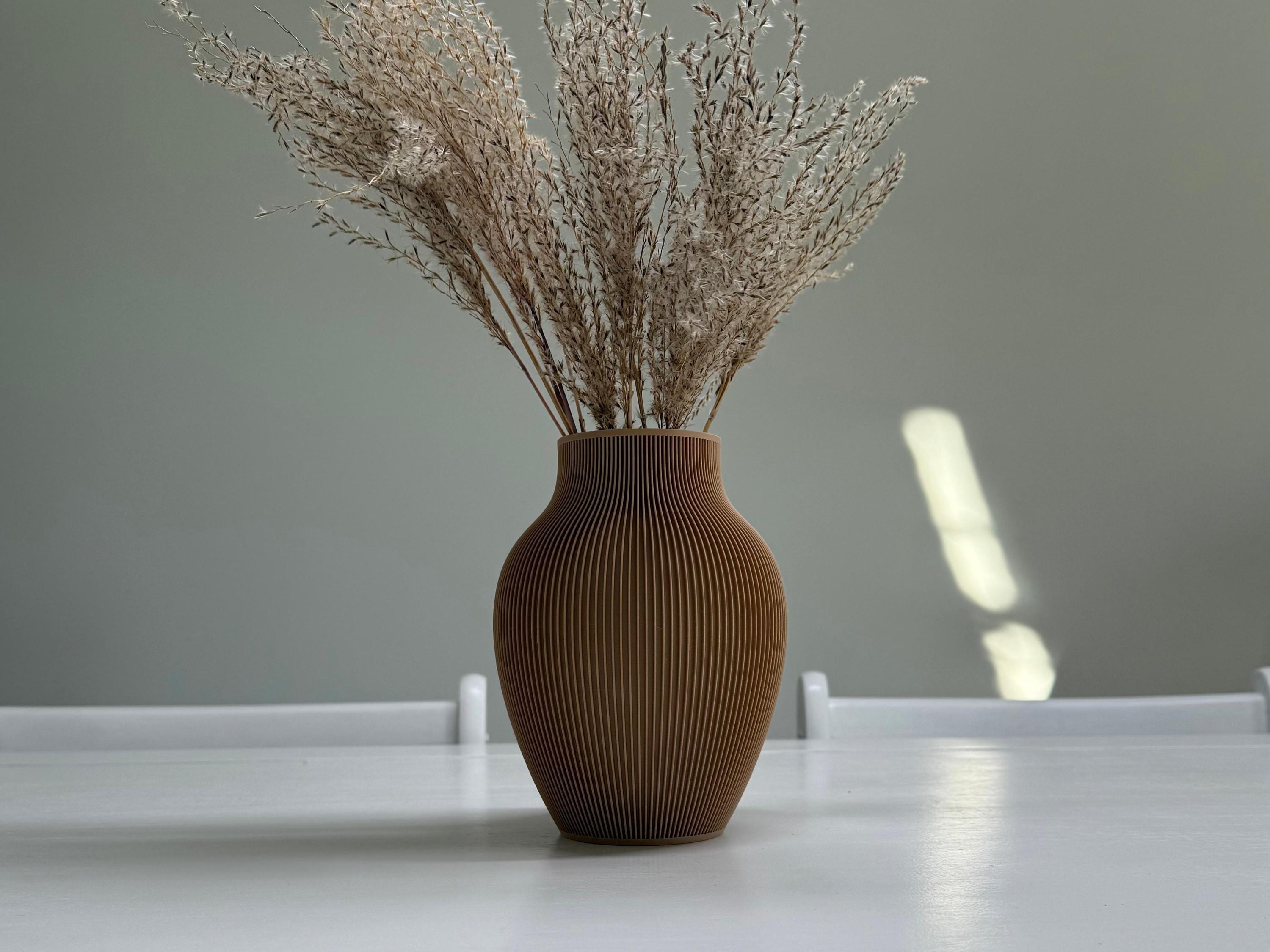 Vase Japandi Tayo au design scandinave minimaliste | Vase décoratif moderne pour fleurs séchées et pampas