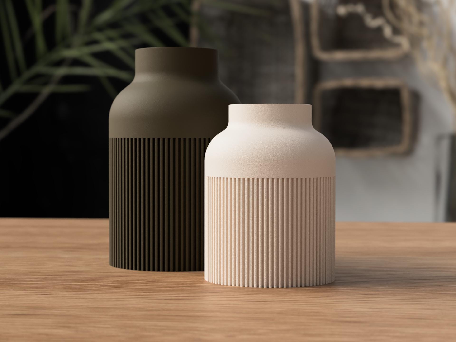 Vase Japandi Hiku au design scandinave minimaliste – Vase imprimé 3D pour fleurs séchées et pampas – Décoration moderne