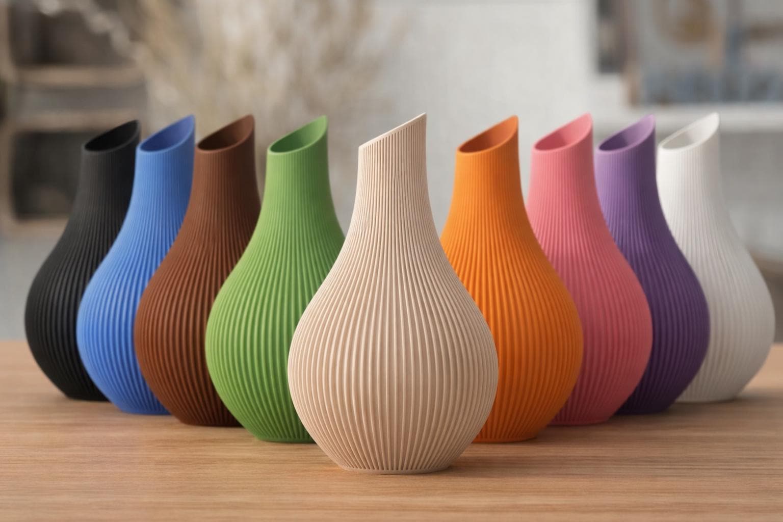Vase Japandi Shizu au design scandinave minimaliste – Vase pour fleurs séchées et pampas – Décoration moderne