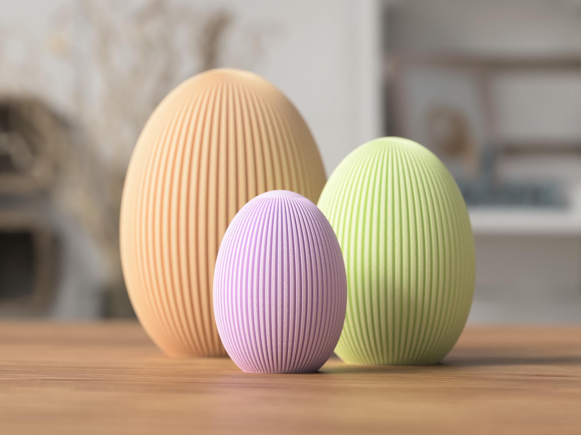 Œufs de Pâques côtelés – Décoration de Pâques moderne par Flexura3D 
Ribbed Easter eggs – Modern Easter decoration by Flexura3D