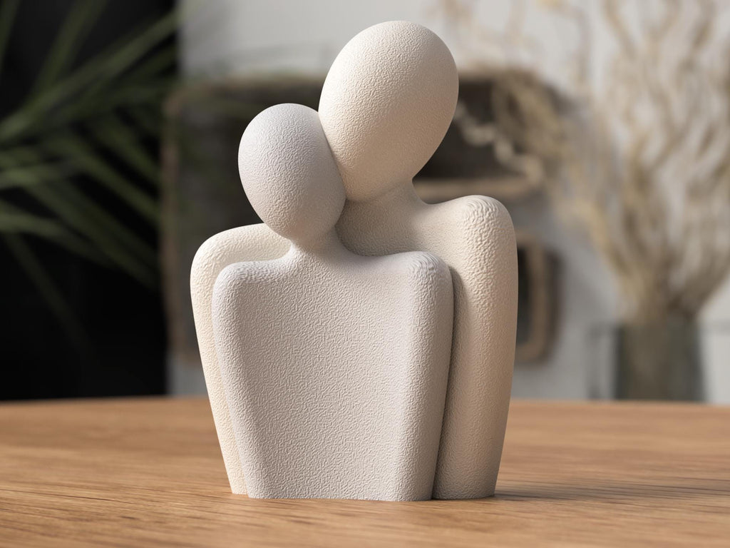 Saint-Valentin statue de couple romantique sculpture moderne d’amour pour décoration intérieure par Flexura3D. Valentine’s Day romantic couple statue, modern love sculpture for interior decoration by Flexura3D.