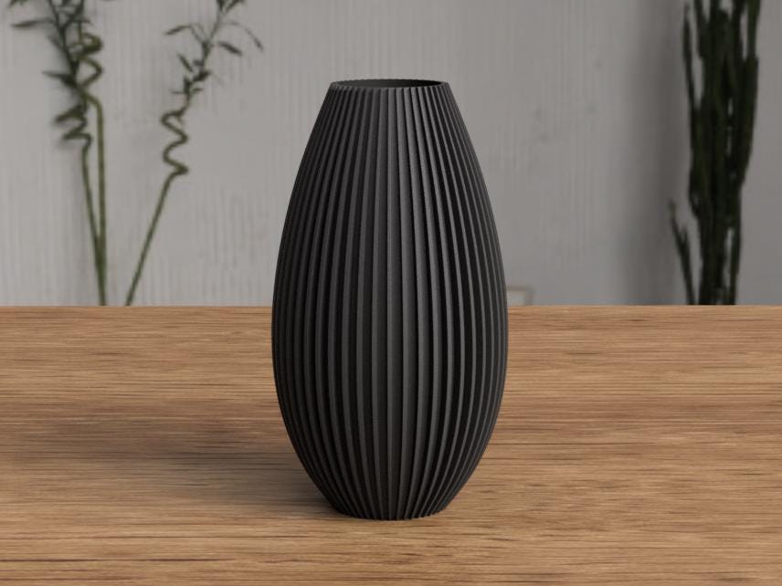 Vase moderne côtelé Japandi – Vase imprimé 3D design élégant pour fleurs séchées – Décoration intérieure contemporaine