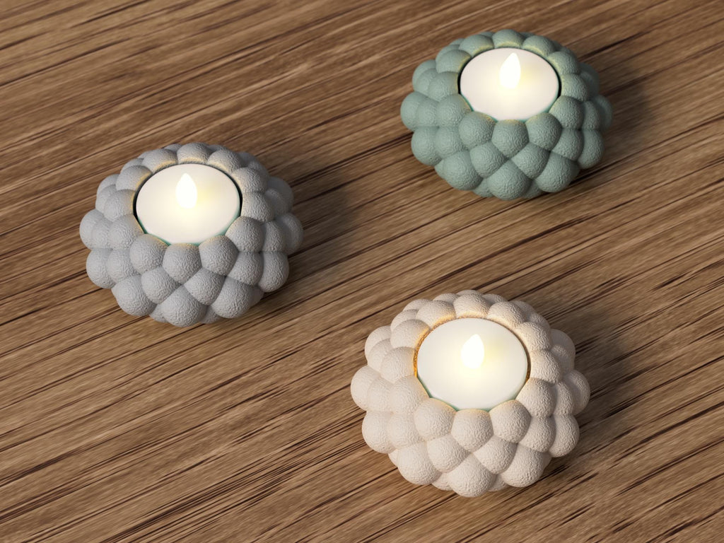 Bubble LED Tealight Holder with a Sleek Design – Modern Minimalist 3D Printed Decoration