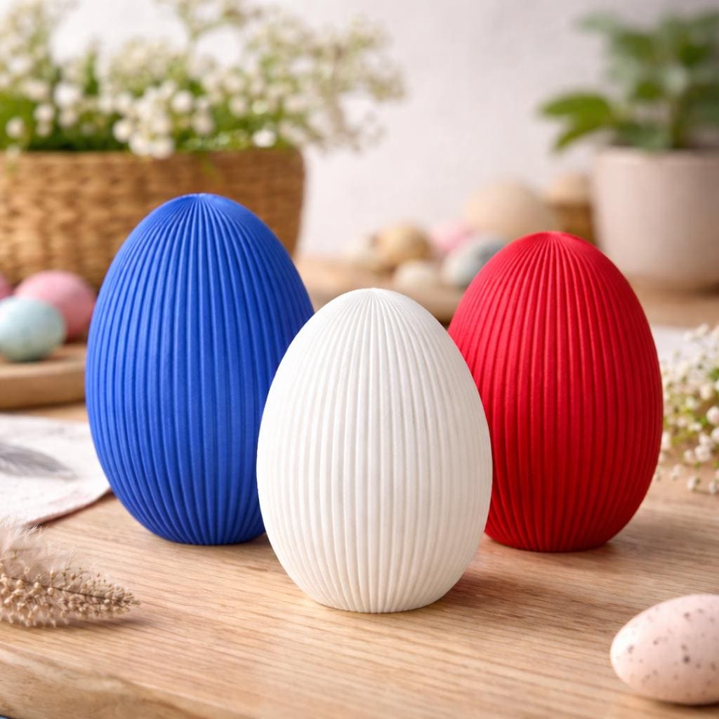 Ribbed Easter Egg Decor – Modern Minimalist Easter Decoration for Spring Home Decor