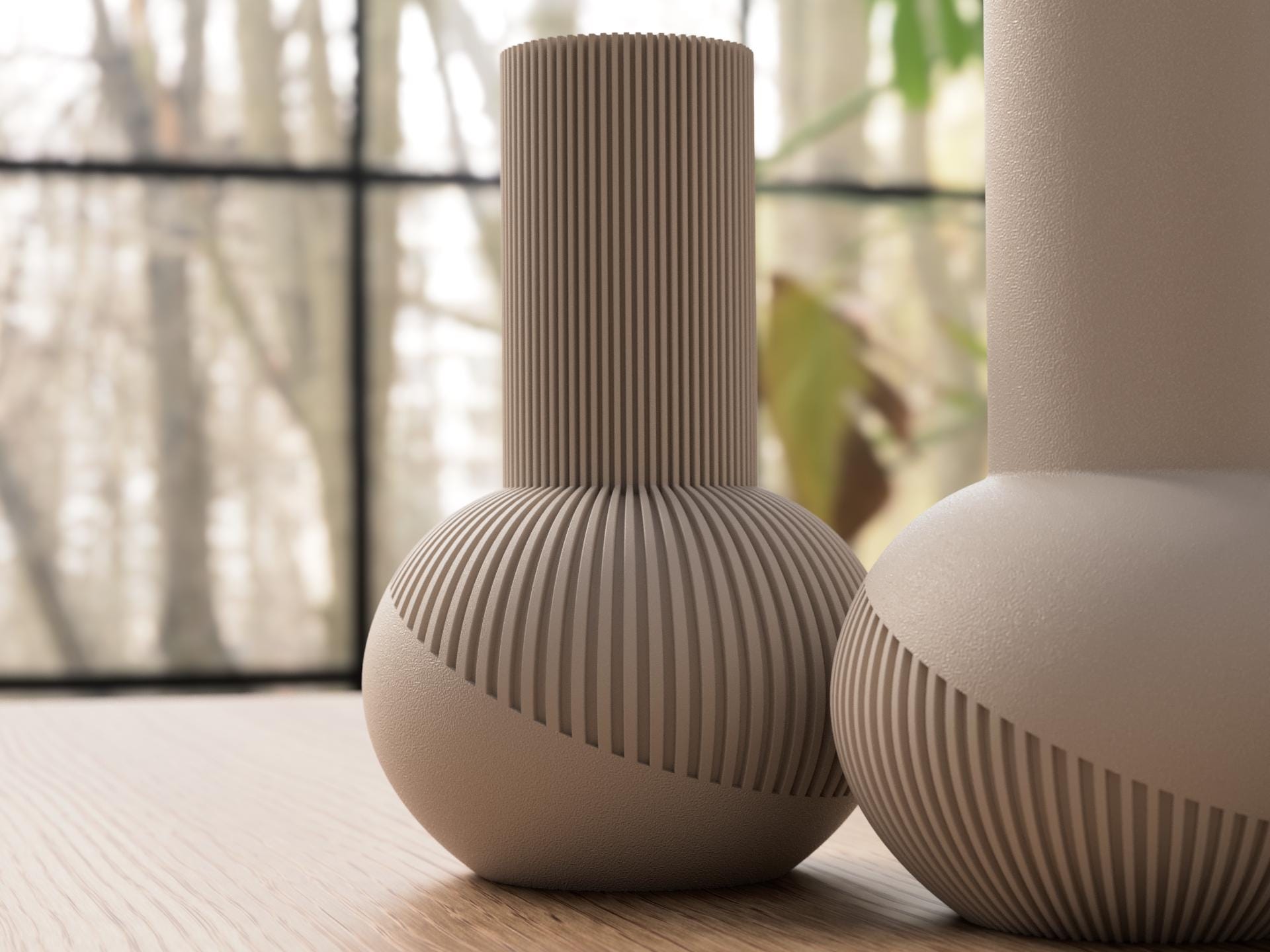 Vase Japandi Tama au design scandinave minimaliste – Vase imprimé 3D pour fleurs séchées et pampas – Décoration moderne