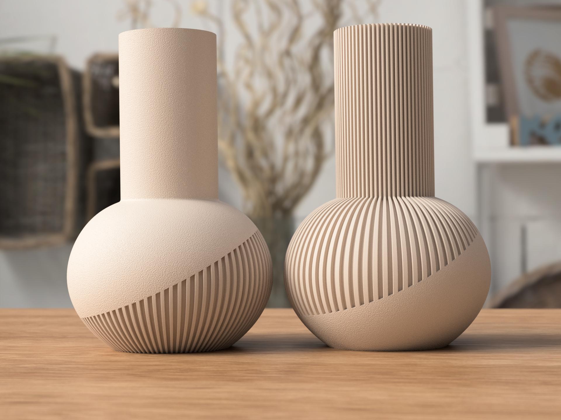 Vase Japandi Tama au design scandinave minimaliste – Vase imprimé 3D pour fleurs séchées et pampas – Décoration moderne
