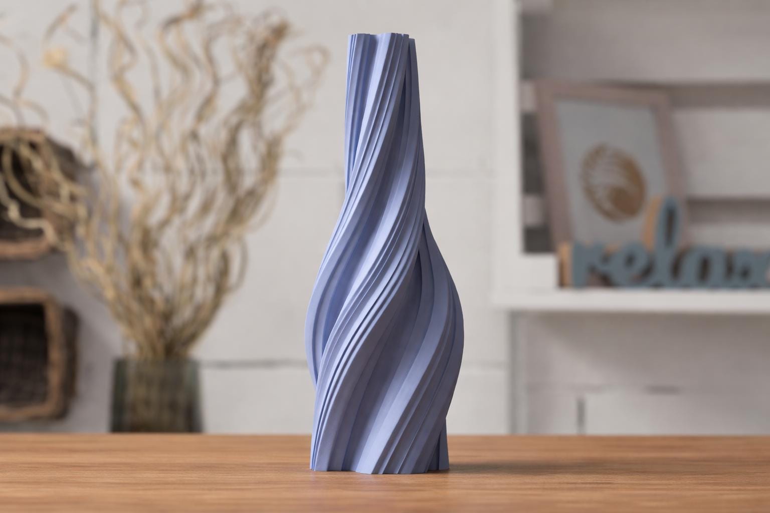 Vase torsadé Japandi en impression 3D – Vase sculptural minimaliste pour fleurs séchées – Décoration moderne contemporaine
