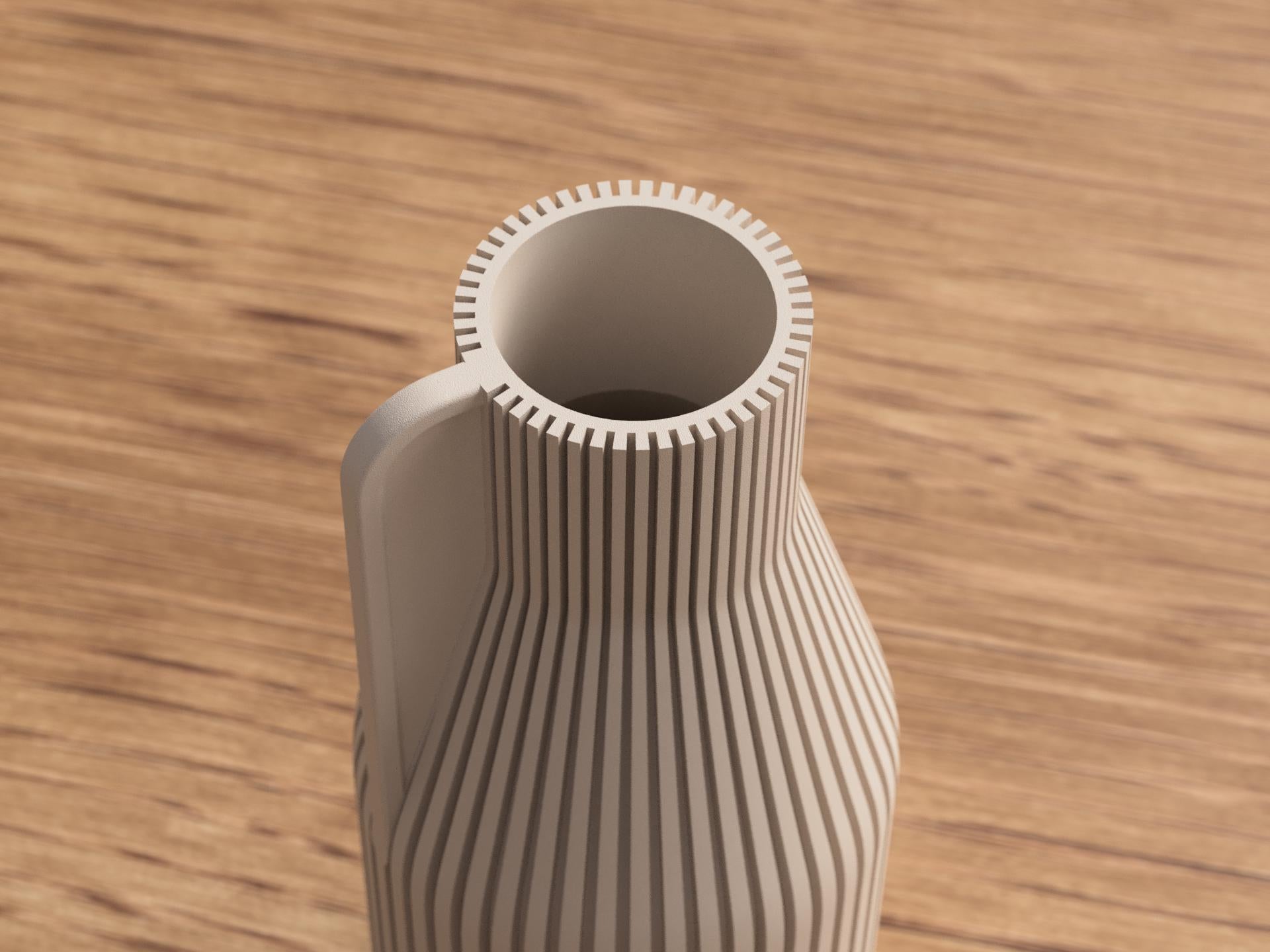 Vase minimaliste Japandi en impression 3D – Vase côtelé moderne pour fleurs séchées – Décoration intérieure scandinave