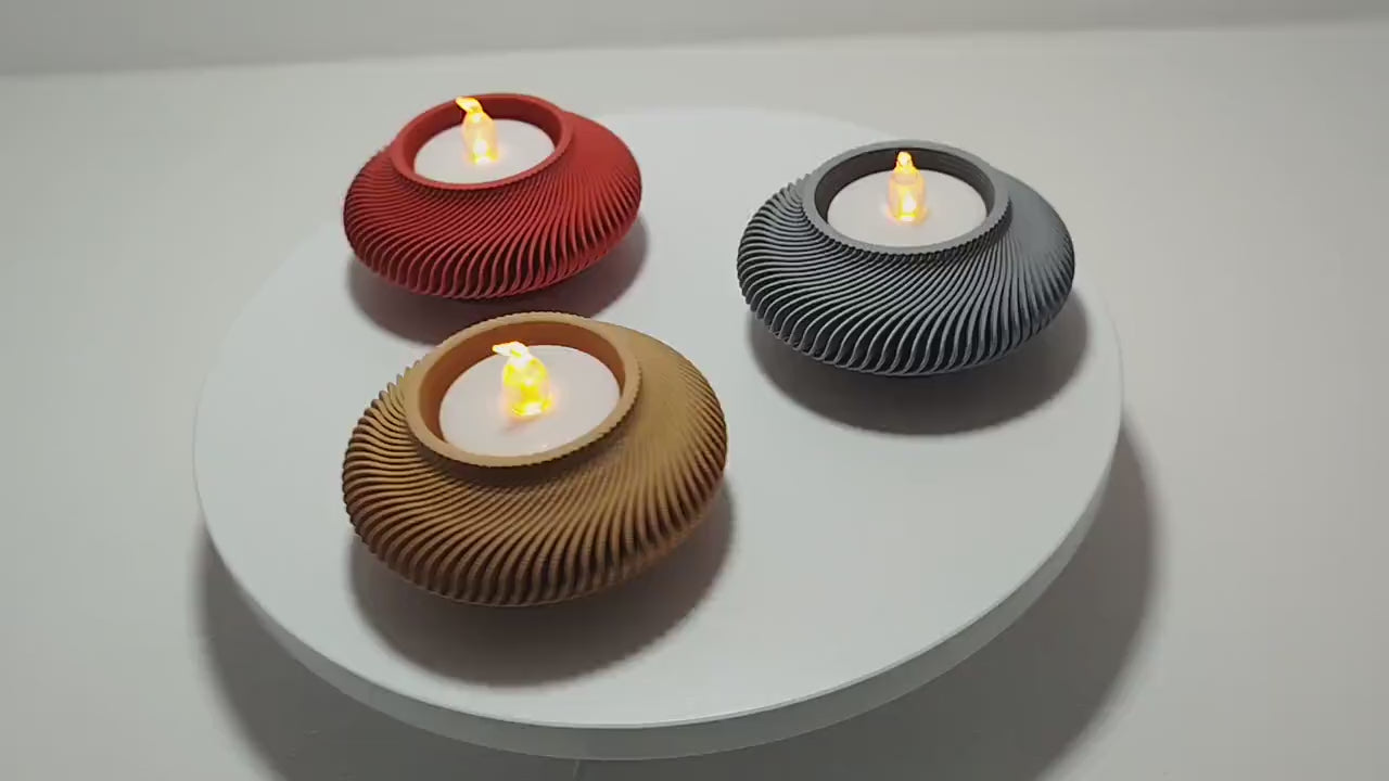 Porte-bougie LED Nouvel An lunaire – Décoration japandi minimaliste – Bougeoir design imprimé en 3D – Idée cadeau